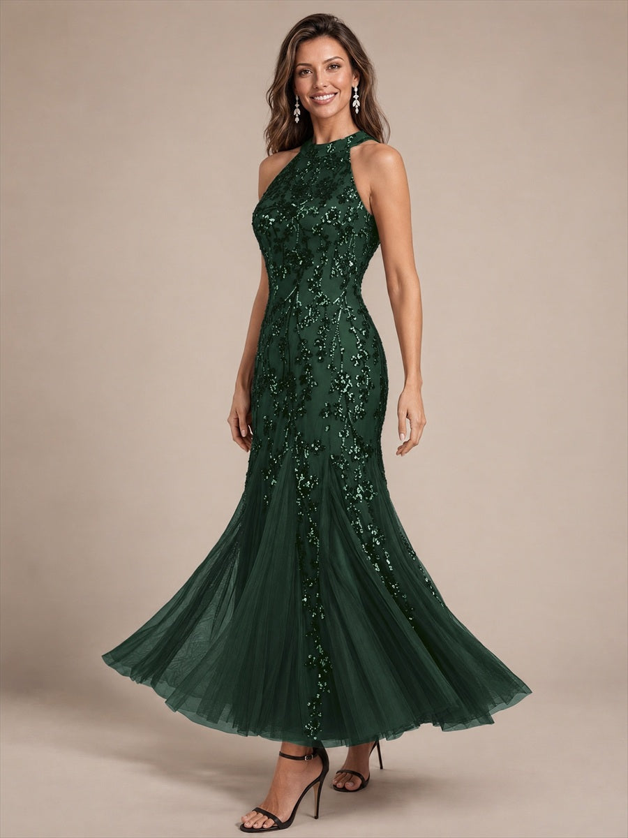 Color=Dark Forest Green | Sleeveless Sequin Maxi Length Cocktail Dresses - Dark Forest Green 3