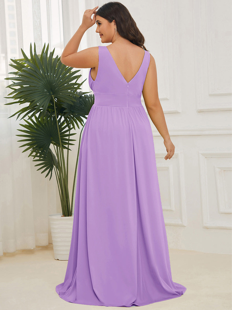Color=Lavender | Factory Design Strapless High Stretch A-Line Floor Length V-Neck Evening Dresses-Lavender 17