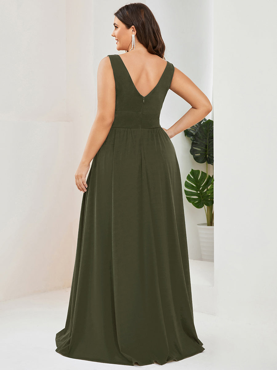 Sleeveless A Line Wholesale Bridesmaid Dresses with Deep V Neck Sleeveless A Line Wholesale Bridesmaid Dresses with Deep V Neck