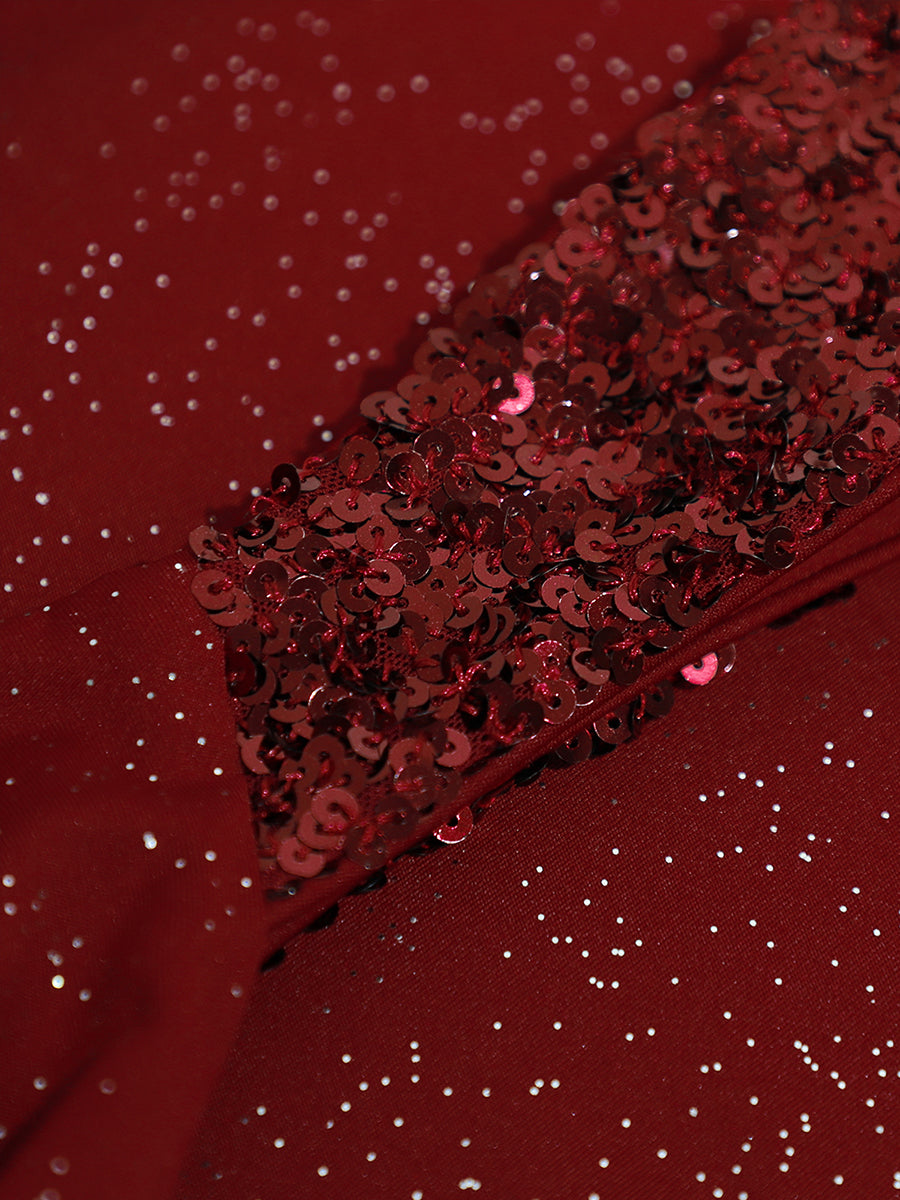 Color=Burgundy | EE01892BD (EE01888BD image) | Glitter Split Wholesale Evening Dresses