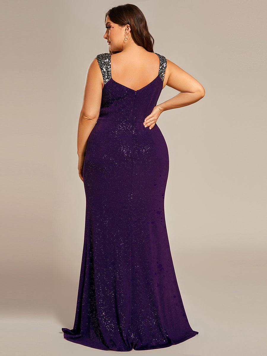 Color=Dark Purple | Plus Glitter Split Wholesale Evening Dresses-Navy Blue 6