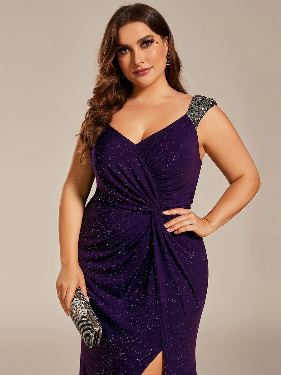 Color=Dark Purple | Plus Glitter Split Wholesale Evening Dresses-Navy Blue 7
