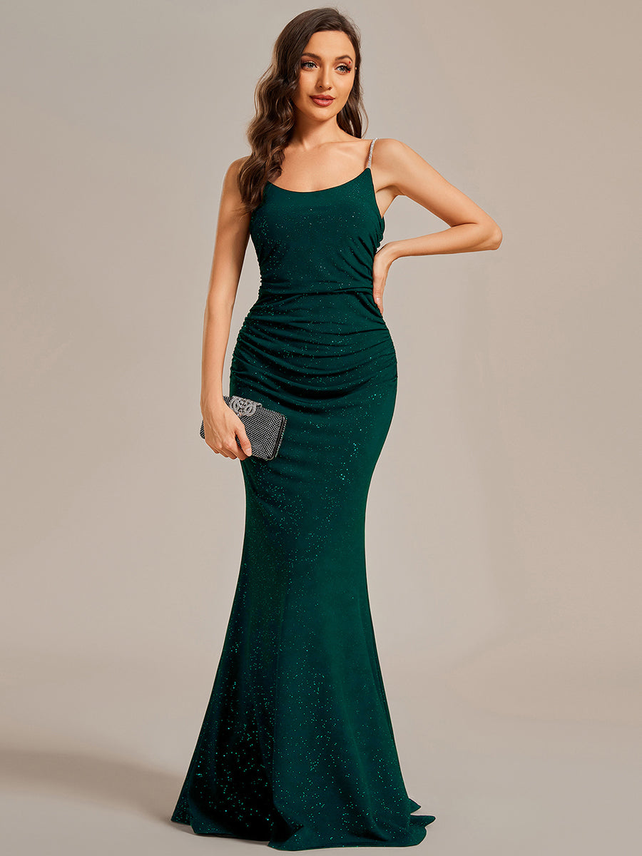 Mermaid Spaghettie Straps Wholesale Evening Dresses#Color_Dark Green