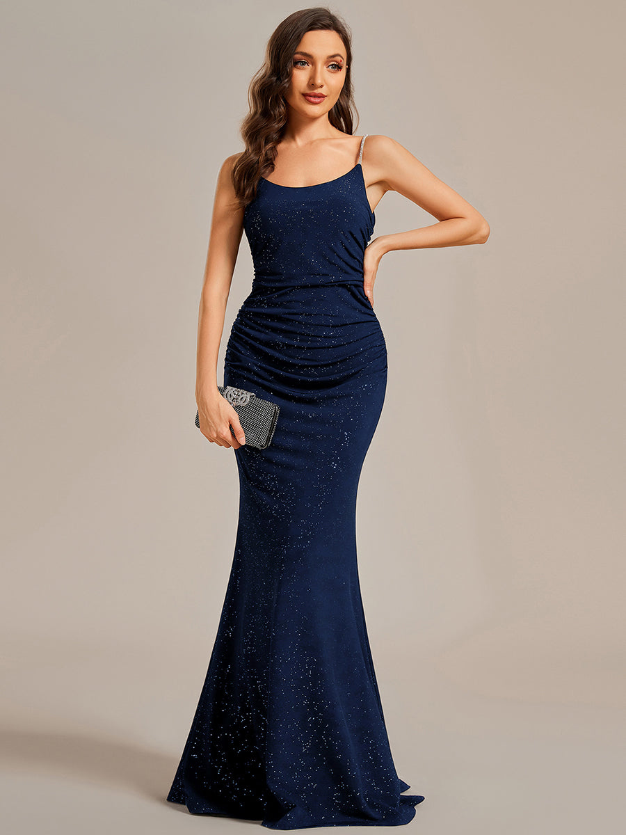 Mermaid Spaghettie Straps Wholesale Evening Dresses#Color_Navy Blue
