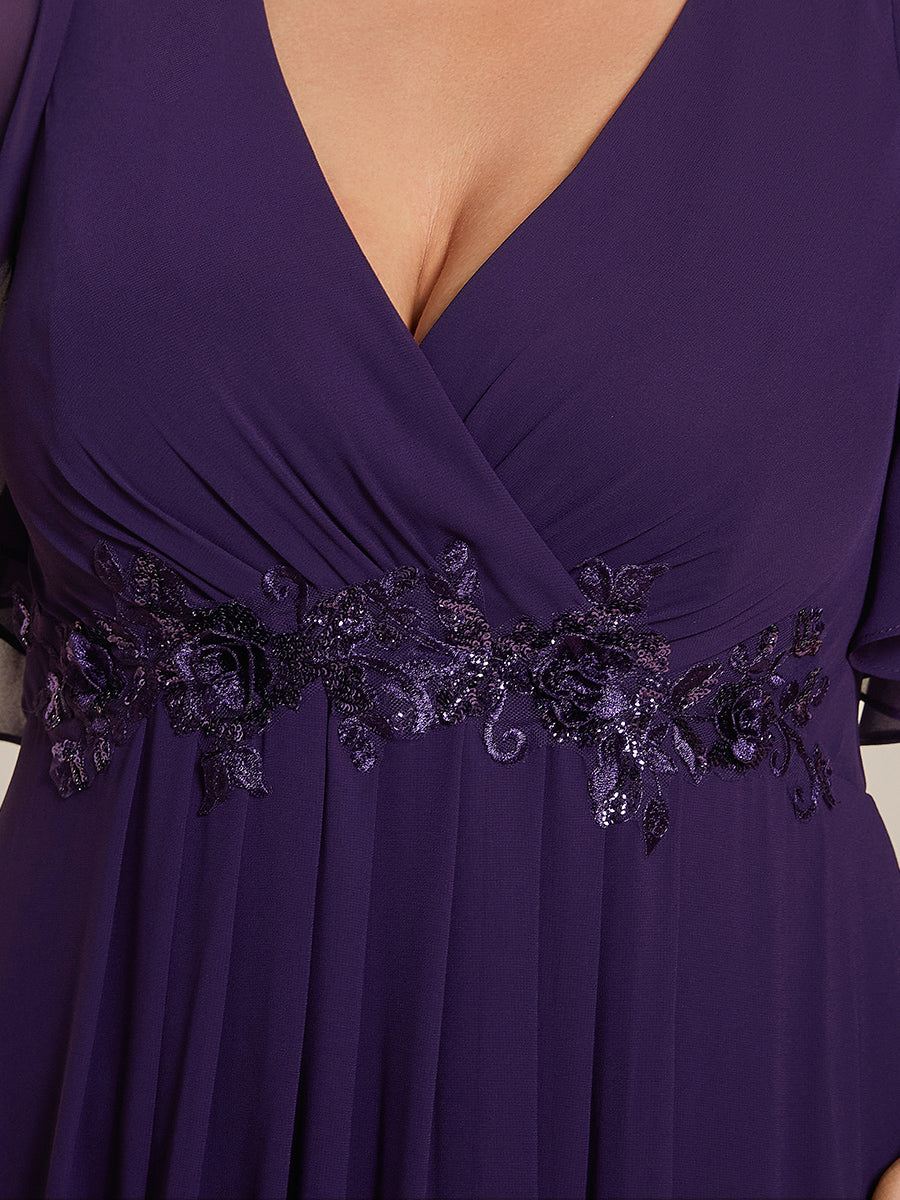 Color=Dark Purple | Wholesale Pricing Short Sleeve Ruffle Appliques Deep V-Neck A-Line Floor Length Evening Dresses-Dark Purple 33