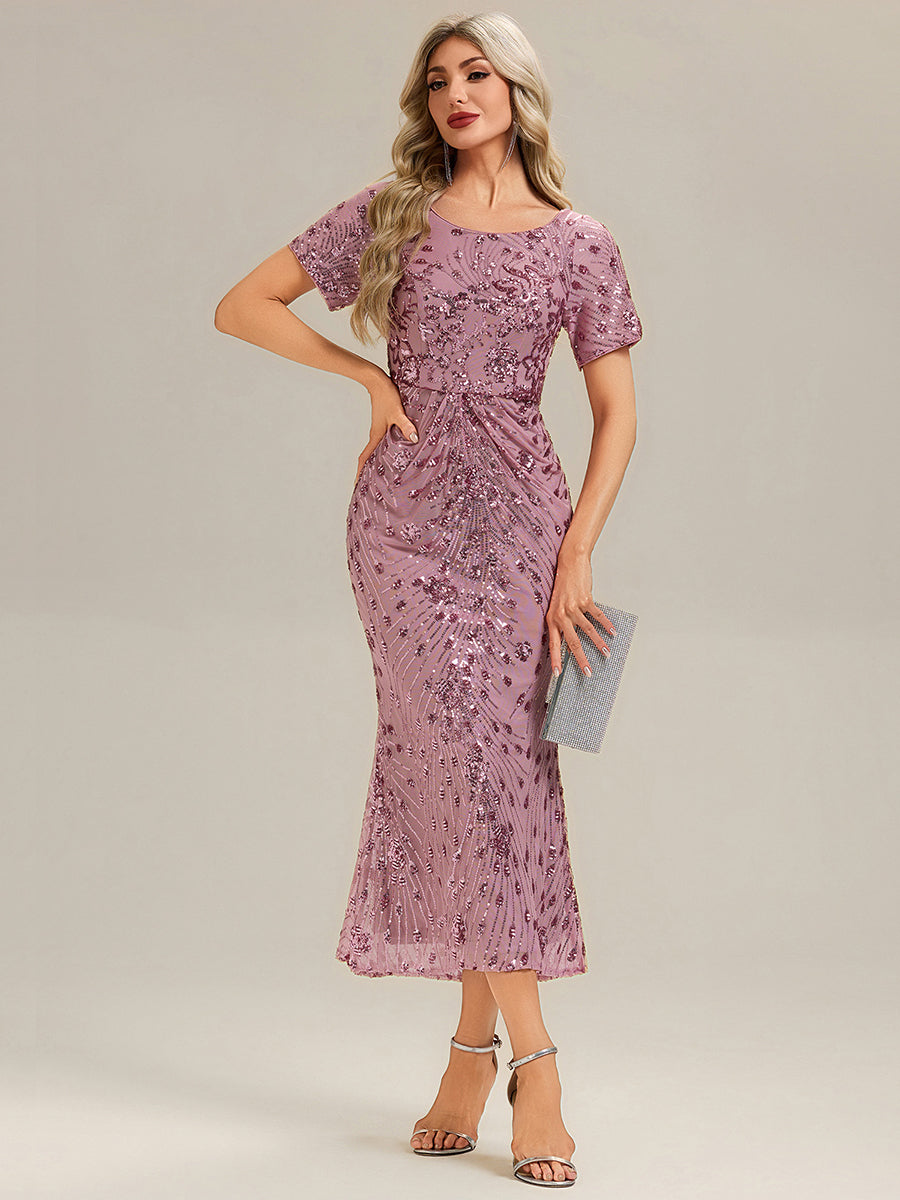 Color=Purple Orchid | Bulk Order | Bodycon Fishtail Paillette Pleated Evening Gown-Purple Orchid 1