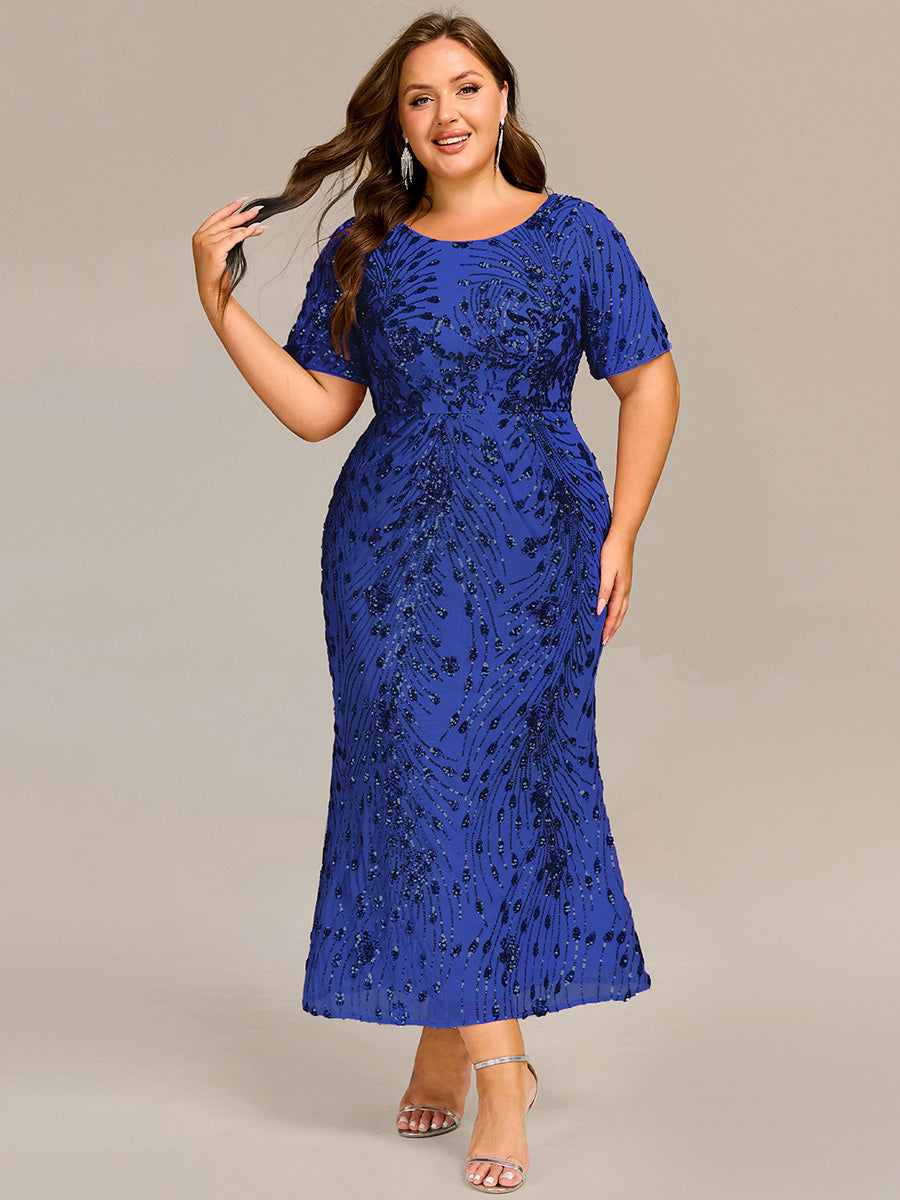 Color=Sapphire Blue | Bulk Order | Bodycon Fishtail Paillette Pleated Evening Gown-Sapphire Blue 18