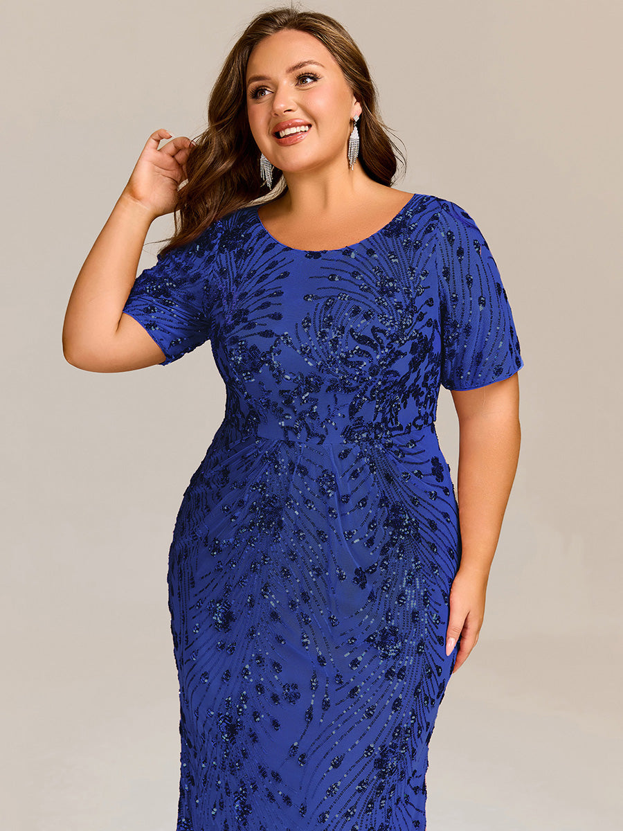 Color=Sapphire Blue | Bulk Order | Bodycon Fishtail Paillette Pleated Evening Gown-Sapphire Blue 20