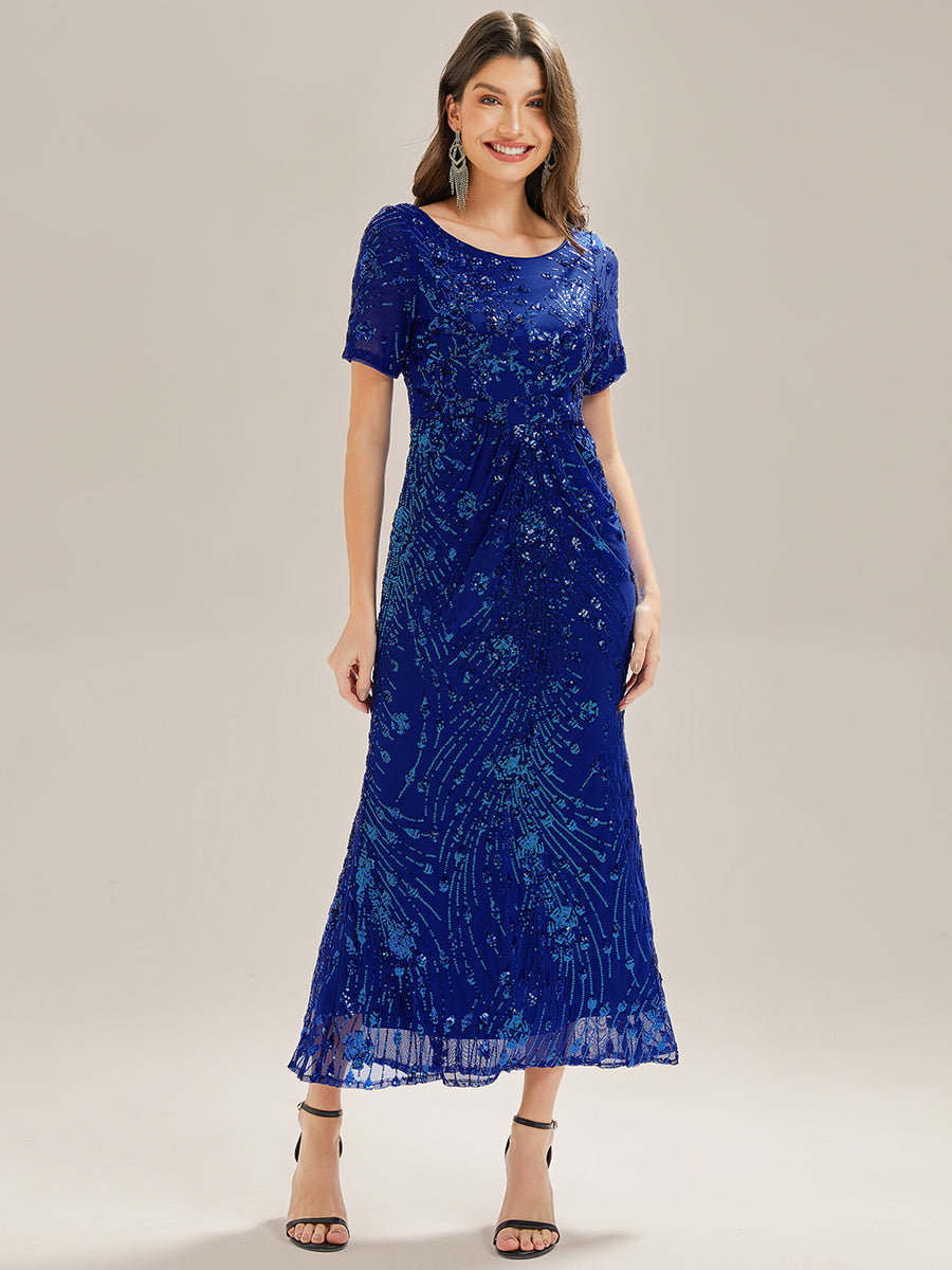 Color=Sapphire Blue | Bulk Order | Bodycon Fishtail Paillette Pleated Evening Gown-Sapphire Blue 6