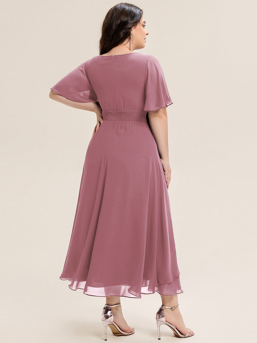 Color=Purple Orchid | Fast Delivery Short Sleeve Asymmetrical Rhinestone A-Line Midi Evening Dresses-Purple Orchid 23