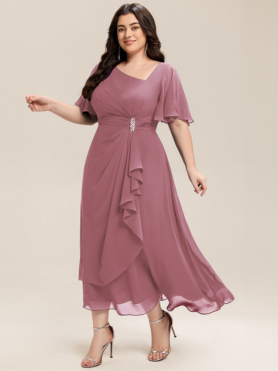 Color=Purple Orchid | Fast Delivery Short Sleeve Asymmetrical Rhinestone A-Line Midi Evening Dresses-Purple Orchid 25