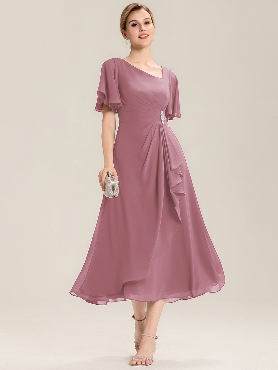 Color=Purple Orchid | Fast Delivery Short Sleeve Asymmetrical Rhinestone A-Line Midi Evening Dresses-Purple Orchid 21