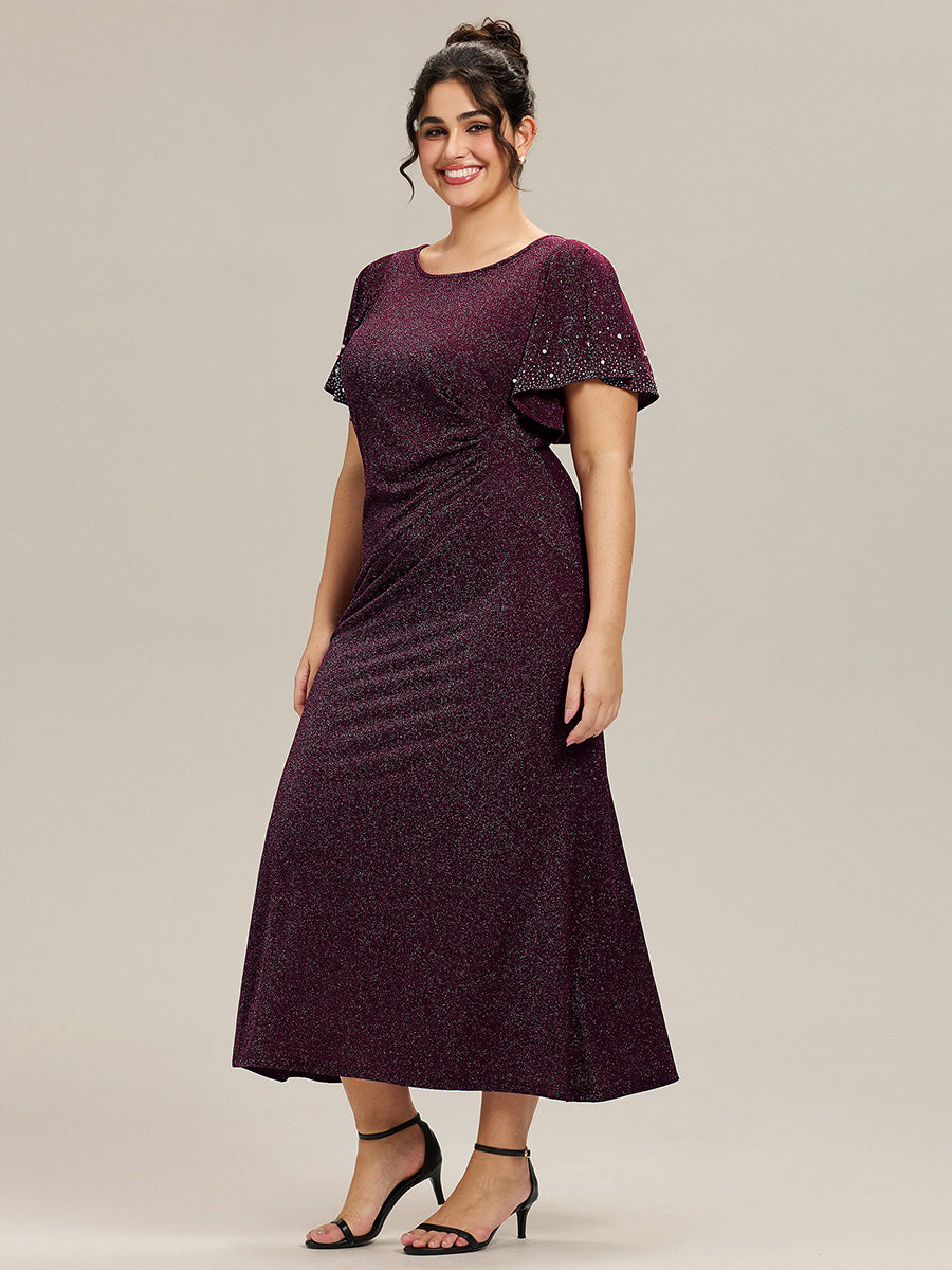 Color=Dark Purple | One Stop Shop Plus Size Short Sleeve Ruffle Beaded Fishtail Maxi Evening Dresses-Dark Purple 15