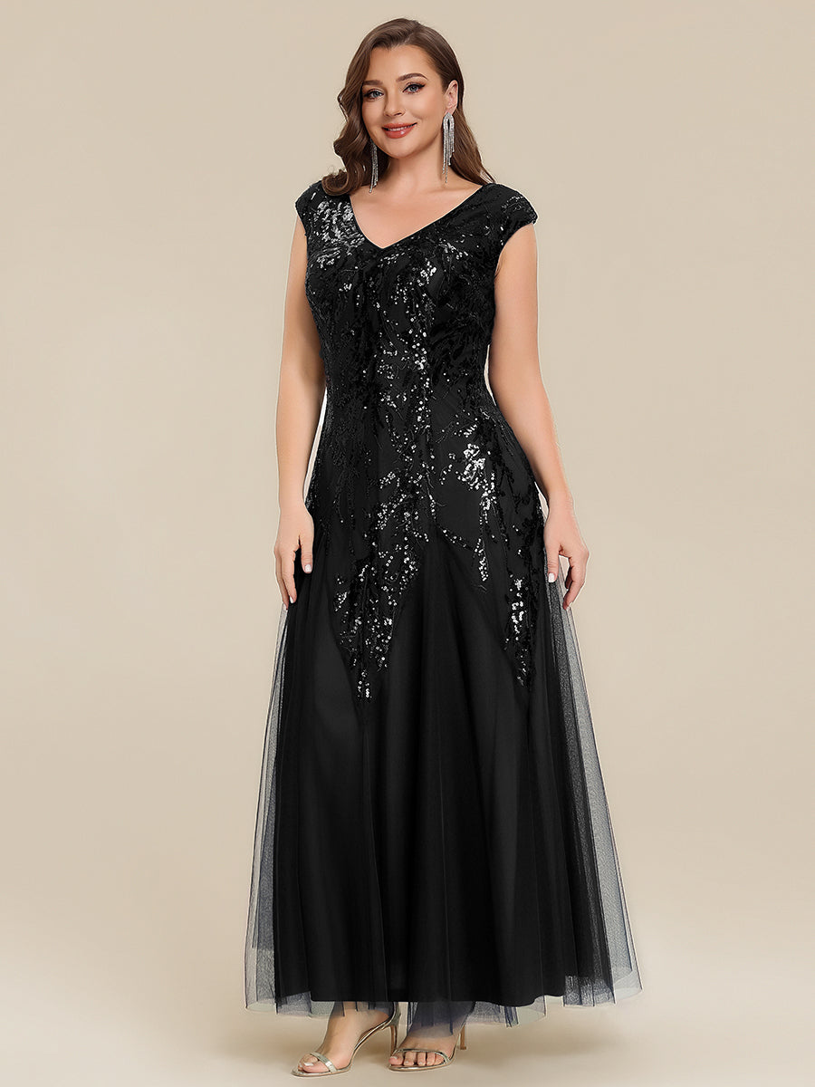 Color=Black | Wholesale Pricing Strapless V-Neck A-Line Floor Length Embroidered Evening Dresses-Black 10