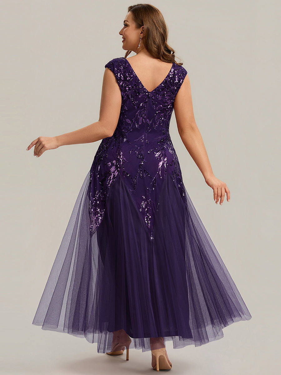 Color=Dark Purple | Commercial Wholesale Short Sleeve V-Neck A-Line Maxi Dress with Embroidery & Sequins Evening Dresses-Dark Purple 27