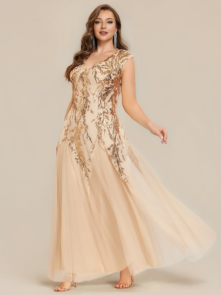 Color=Gold | Wholesale Pricing Strapless V-Neck A-Line Floor Length Embroidered Evening Dresses-Gold 20