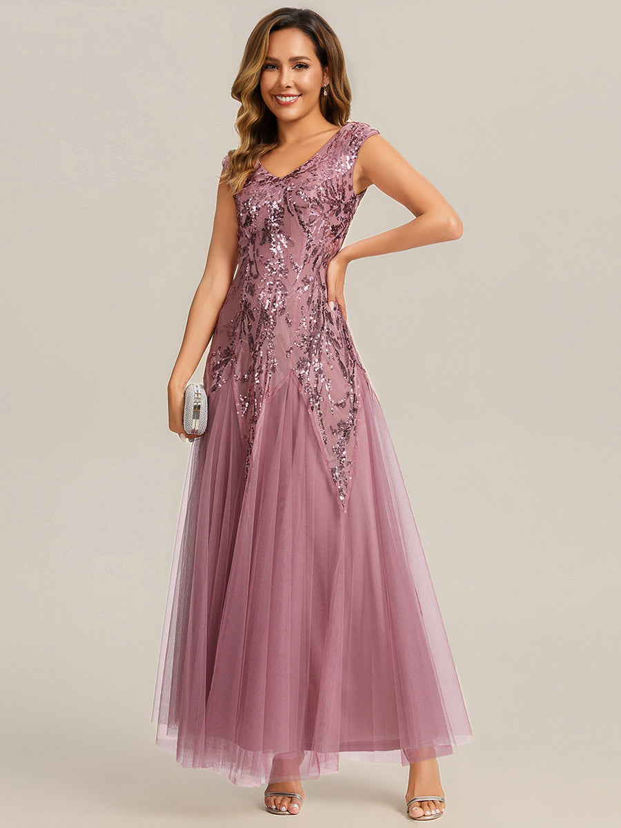 Color=Purple Orchid | One Stop Shop Sleeveless V-Neck Embroidered A-Line Floor Length Evening Dresses-Purple Orchid 25