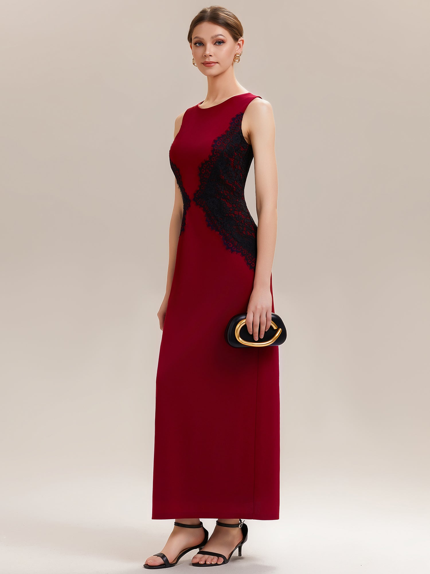 Color=Dark Red | One Stop Shop Strapless High Stretch Bodycon Maxi Dress with Cut-Out Detail Evening Dresses-Dark Red 4
