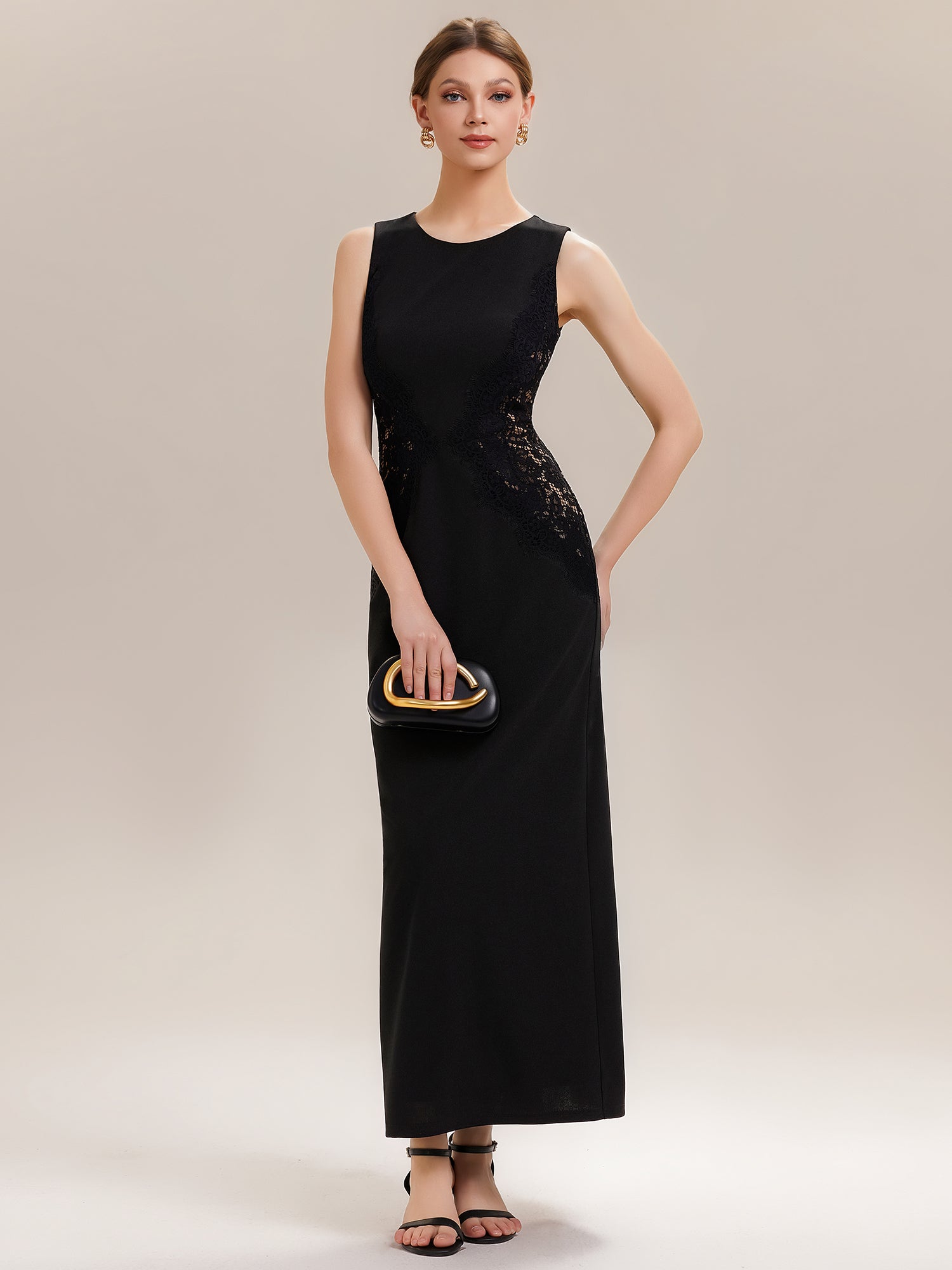 Color=Black | One Stop Shop Strapless High Stretch Bodycon Maxi Dress with Cut-Out Detail Evening Dresses-Black 6
