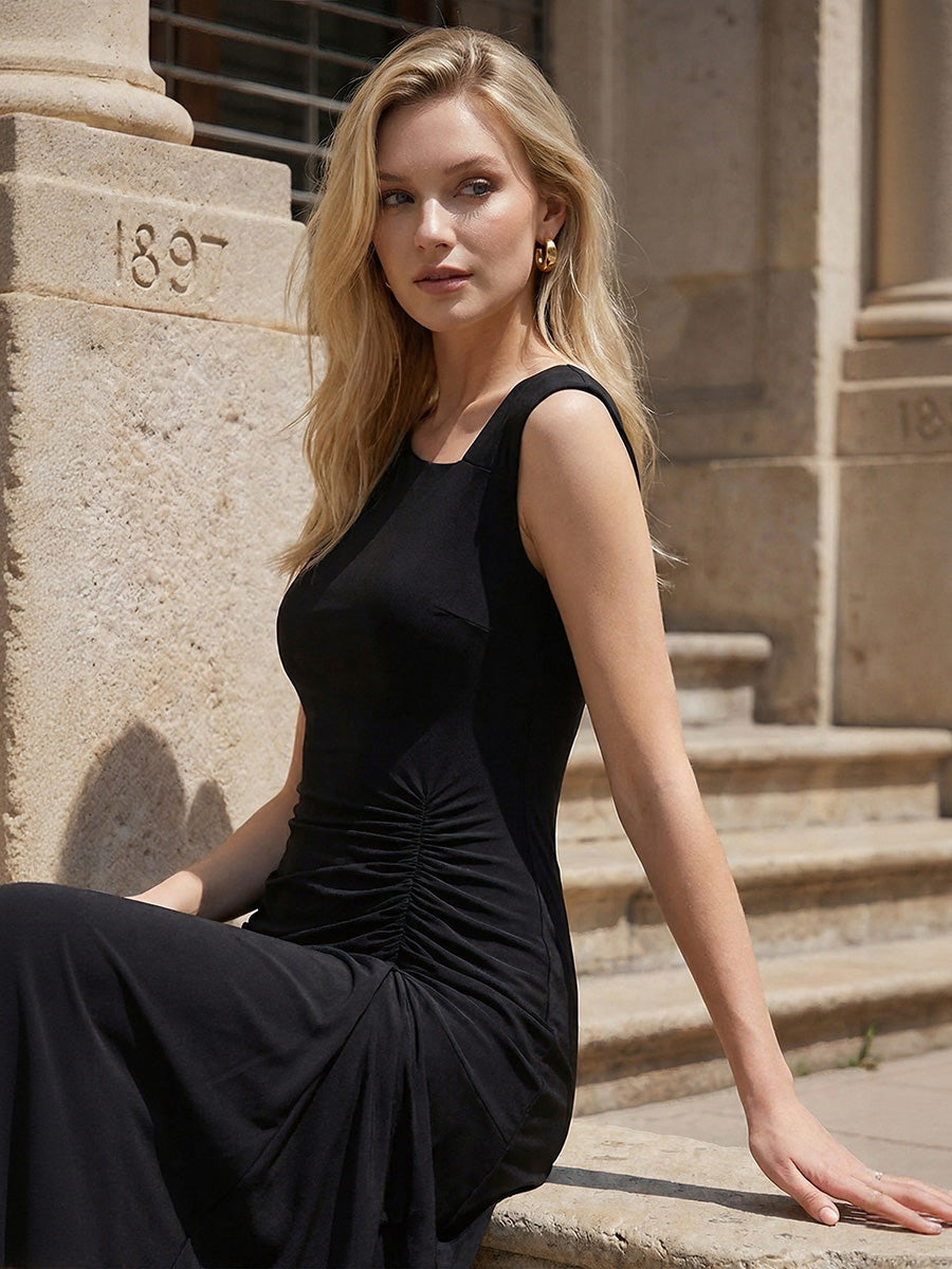One Stop Shop Sleeveless Asymmetrical Ruffled A-Line Maxi Evening Dresses