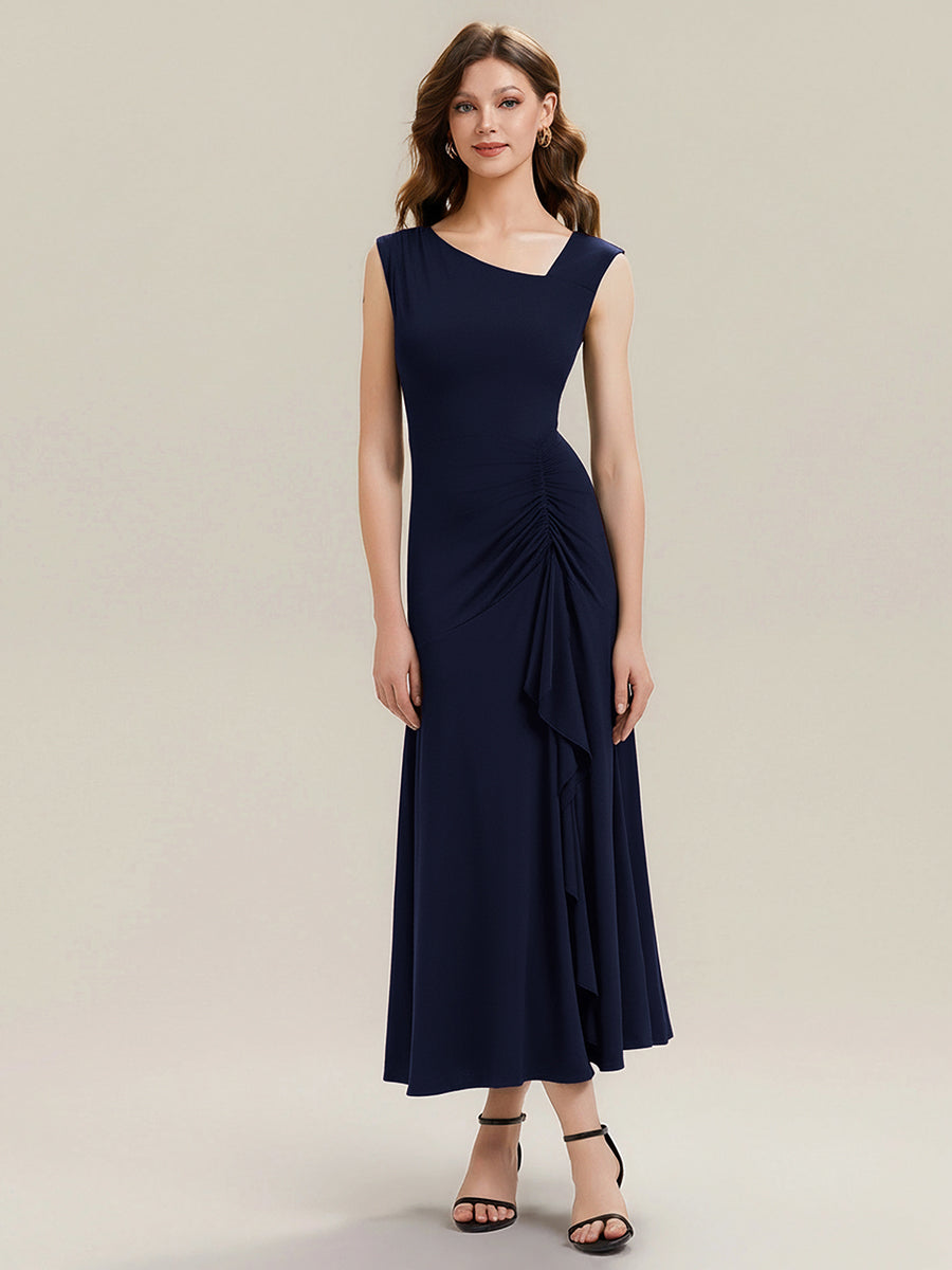 Color=Navy Blue | One Stop Shop Sleeveless Asymmetrical Ruffled A-Line Maxi Evening Dresses-Navy Blue 11