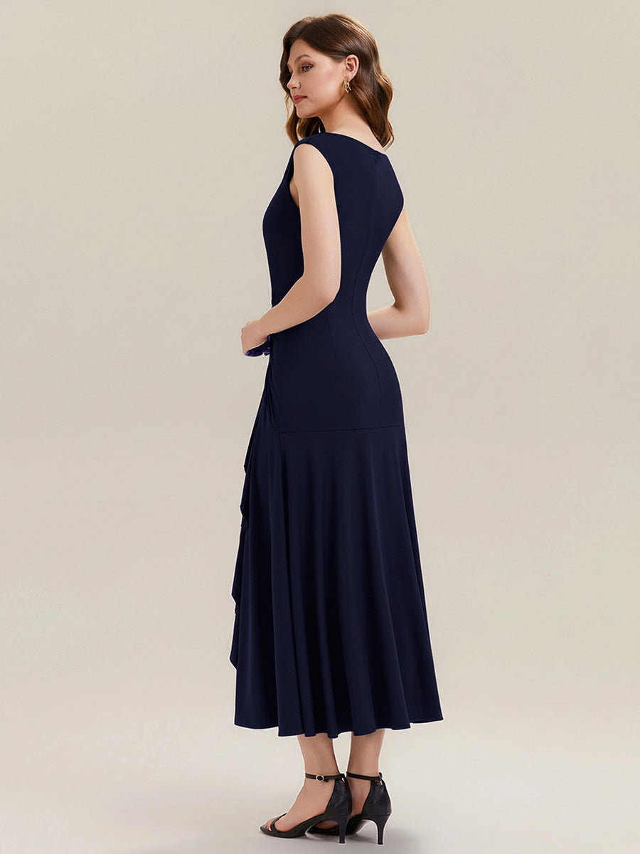 Color=Navy Blue | One Stop Shop Sleeveless Asymmetrical Ruffled A-Line Maxi Evening Dresses-Navy Blue 12