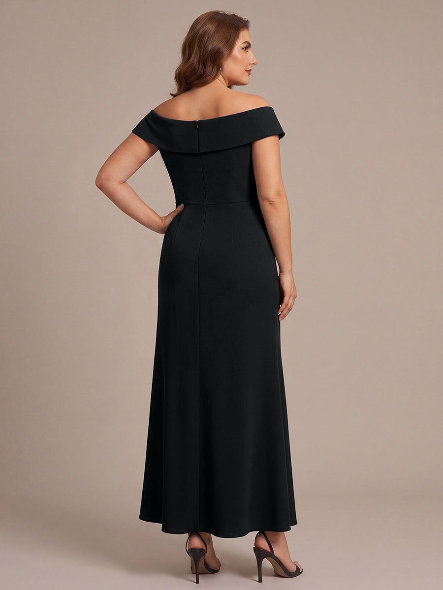 Color=Black | B2B-Exclusive Sleeveless V-Neck High Stretch Mermaid High-Low Evening Dresses-Black 7