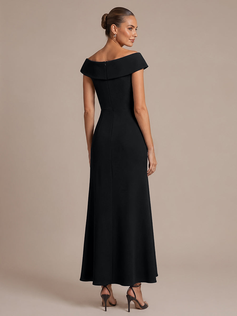 Color=Black | B2B-Exclusive Sleeveless V-Neck High Stretch Mermaid High-Low Evening Dresses-Black 2