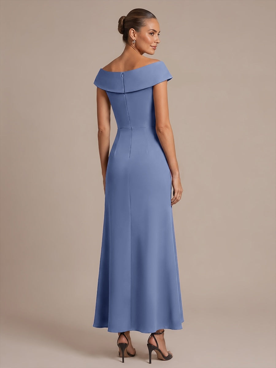Color=Dusty Blue | B2B-Exclusive Sleeveless V-Neck High Stretch Mermaid High-Low Evening Dresses-Dusty Blue