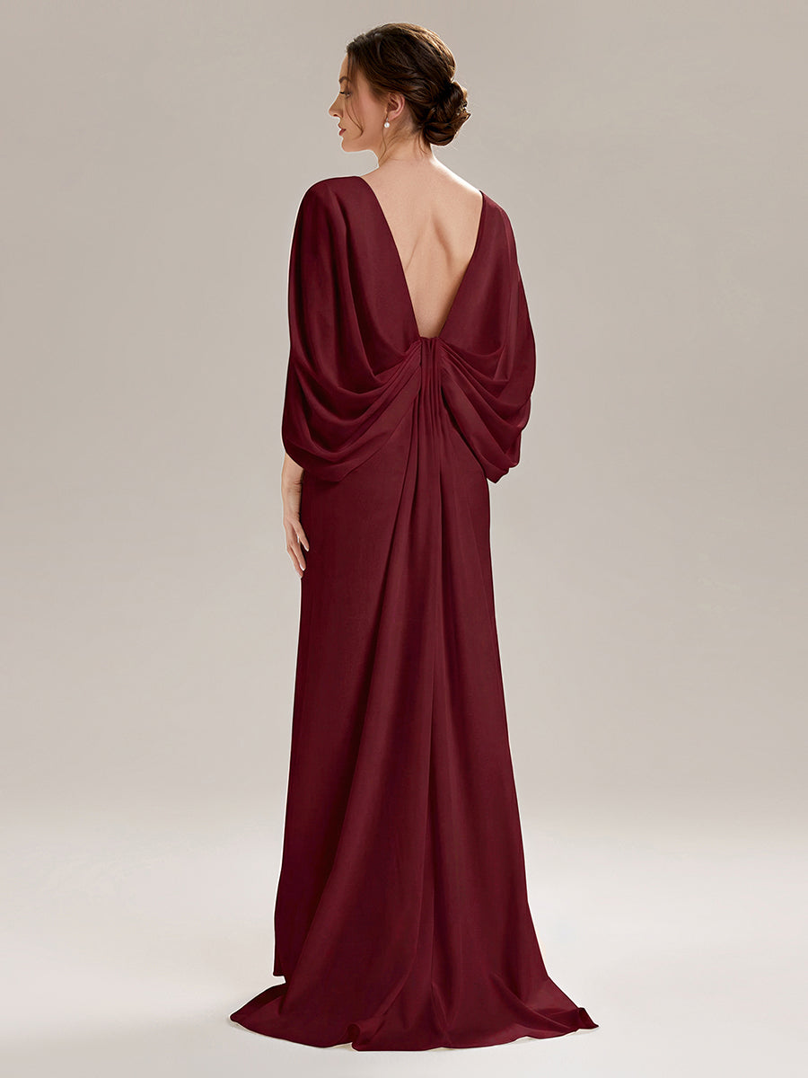 Color=Burgundy | Factory Design Strapless Deep V-Neck High Stretch Fishtail Evening Dresses-Burgundy 2