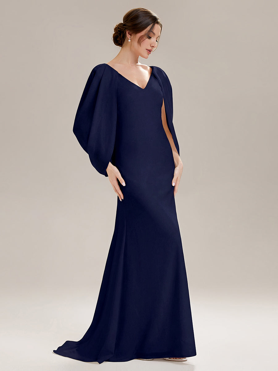 Color=Navy Blue | Factory Design Strapless Deep V-Neck High Stretch Fishtail Evening Dresses-Navy Blue 9