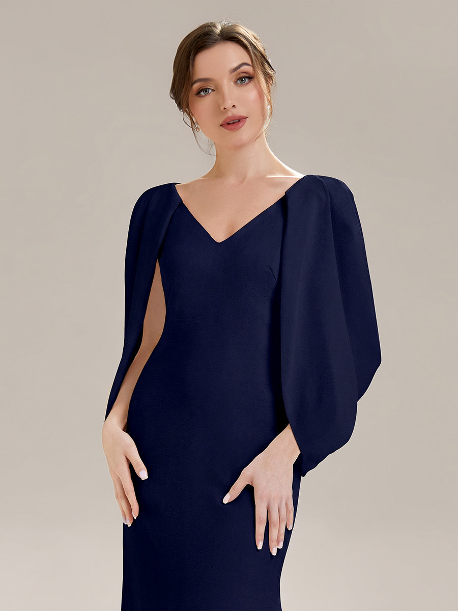Color=Navy Blue | Factory Design Strapless Deep V-Neck High Stretch Fishtail Evening Dresses-Navy Blue 8