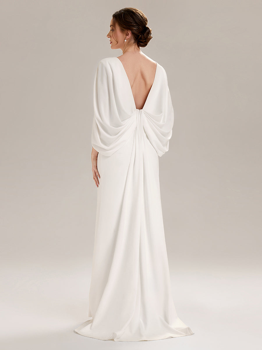 Color=White | Factory Design Strapless Deep V-Neck High Stretch Fishtail Evening Dresses-White 12