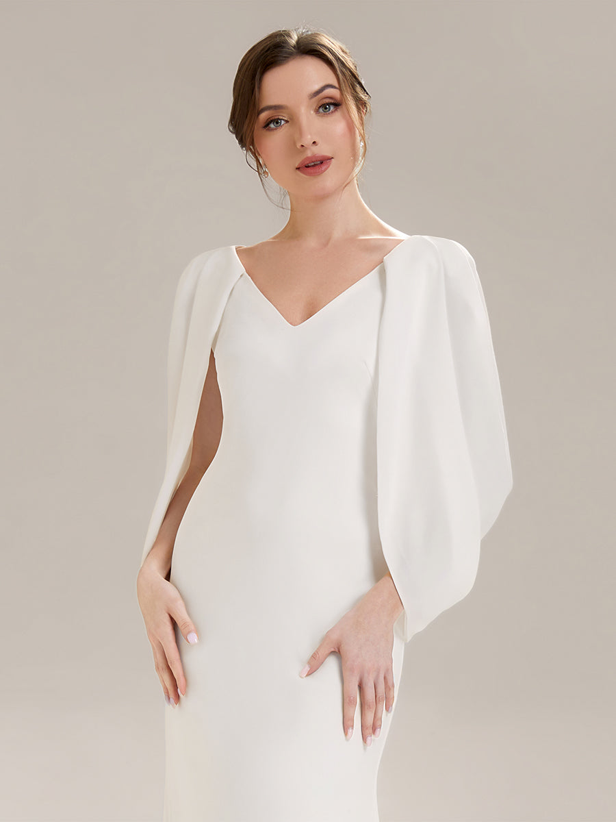 Color=White | Factory Design Strapless Deep V-Neck High Stretch Fishtail Evening Dresses-White 13