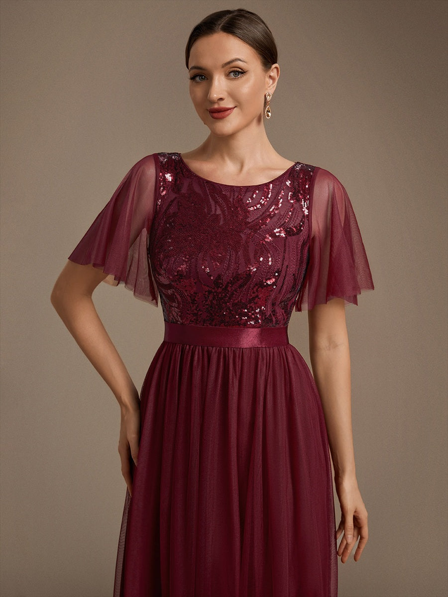 Wholesale Pricing Plus Size Ruffle Sleeve Tulle Sequin A-Line Round Neck Evening Dresses - EE02786BD-R5.jpg