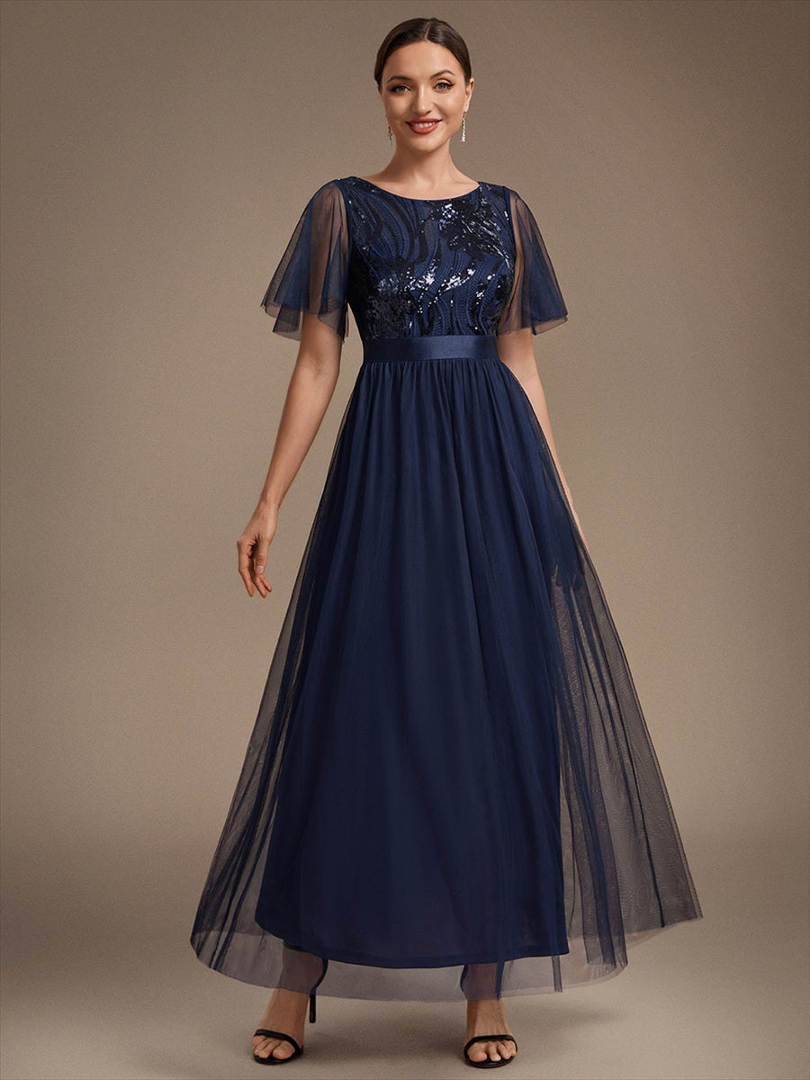 Wholesale Pricing Plus Size Ruffle Sleeve Tulle Sequin A-Line Round Neck Evening Dresses - EE02786NB-R.jpg