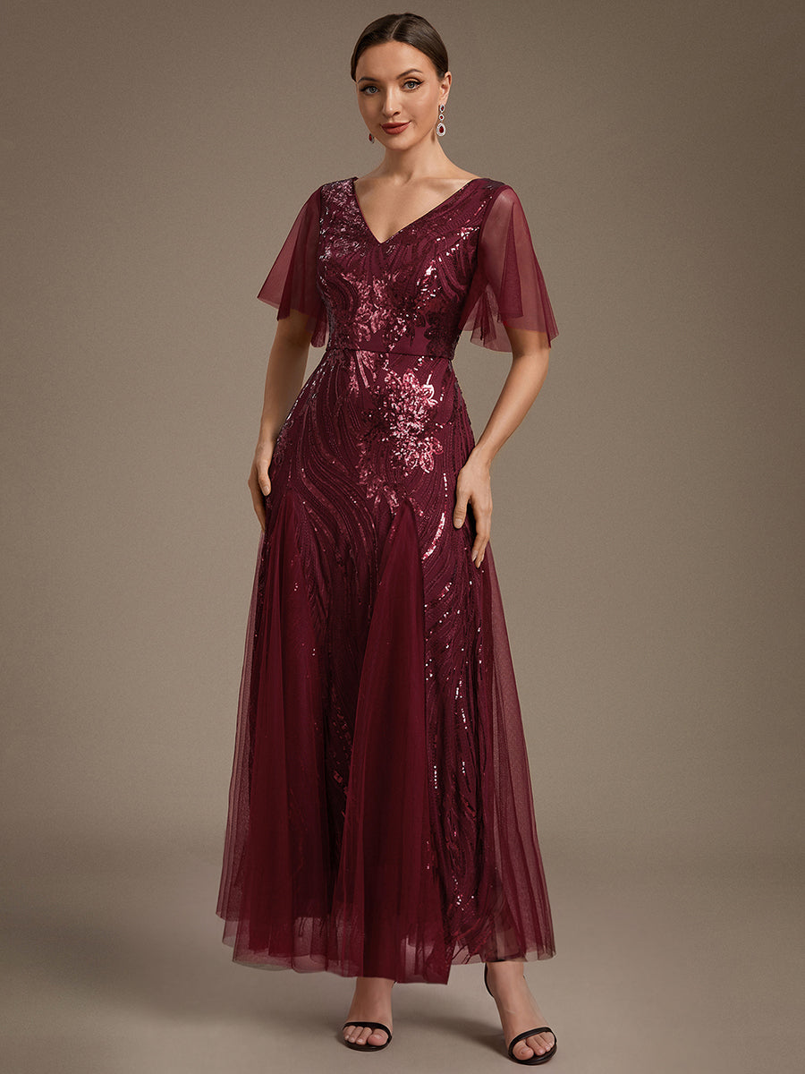 Industrial Use Plus Size Short Ruffle Sleeve Sequin A-Line V-Neck Maxi Evening Dresses - EE02787BD-R3.jpg