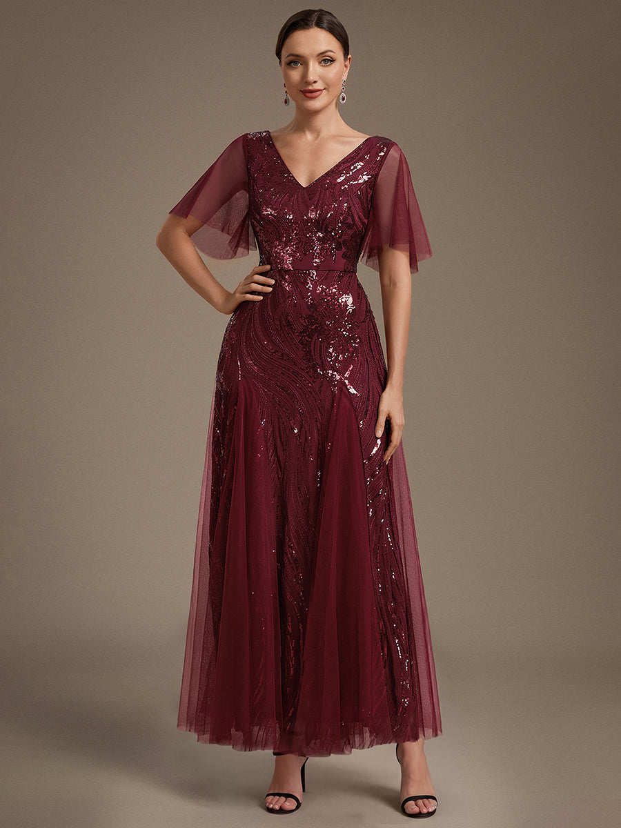 Industrial Use Plus Size Short Ruffle Sleeve Sequin A-Line V-Neck Maxi Evening Dresses - EE02787BD-R4.jpg