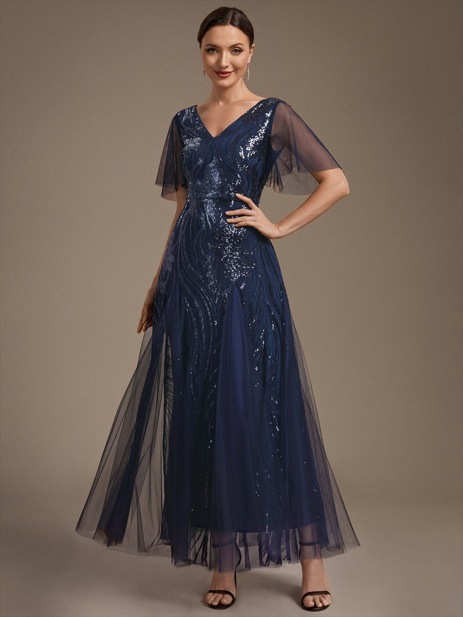 Industrial Use Plus Size Short Ruffle Sleeve Sequin A-Line V-Neck Maxi Evening Dresses - EE02787NB-R3.jpg