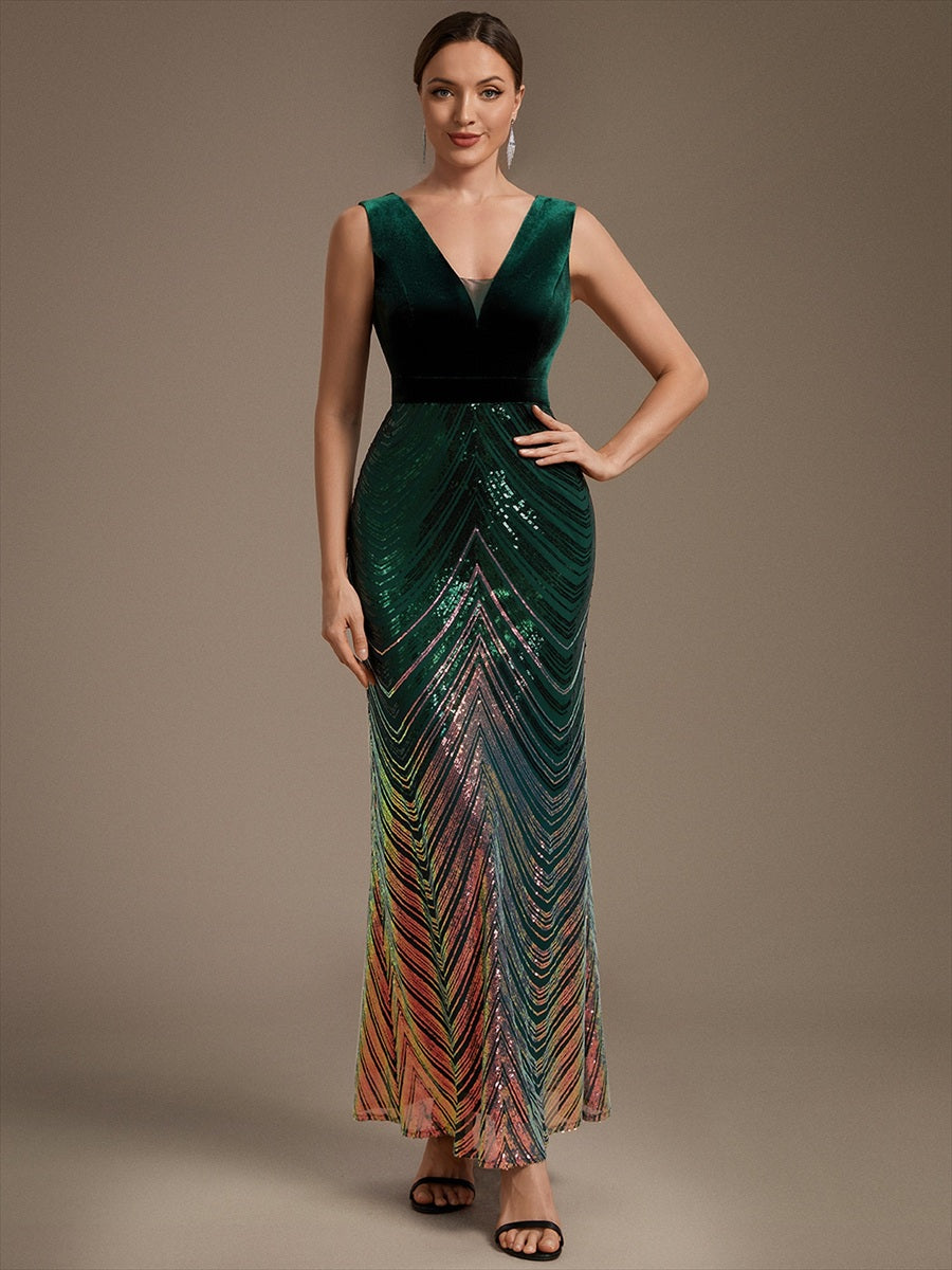 Fast Delivery Plus Size Sleeveless V-Neck Ombre Sequin Mermaid Maxi Evening Dresses - EE02788DG-R.jpg