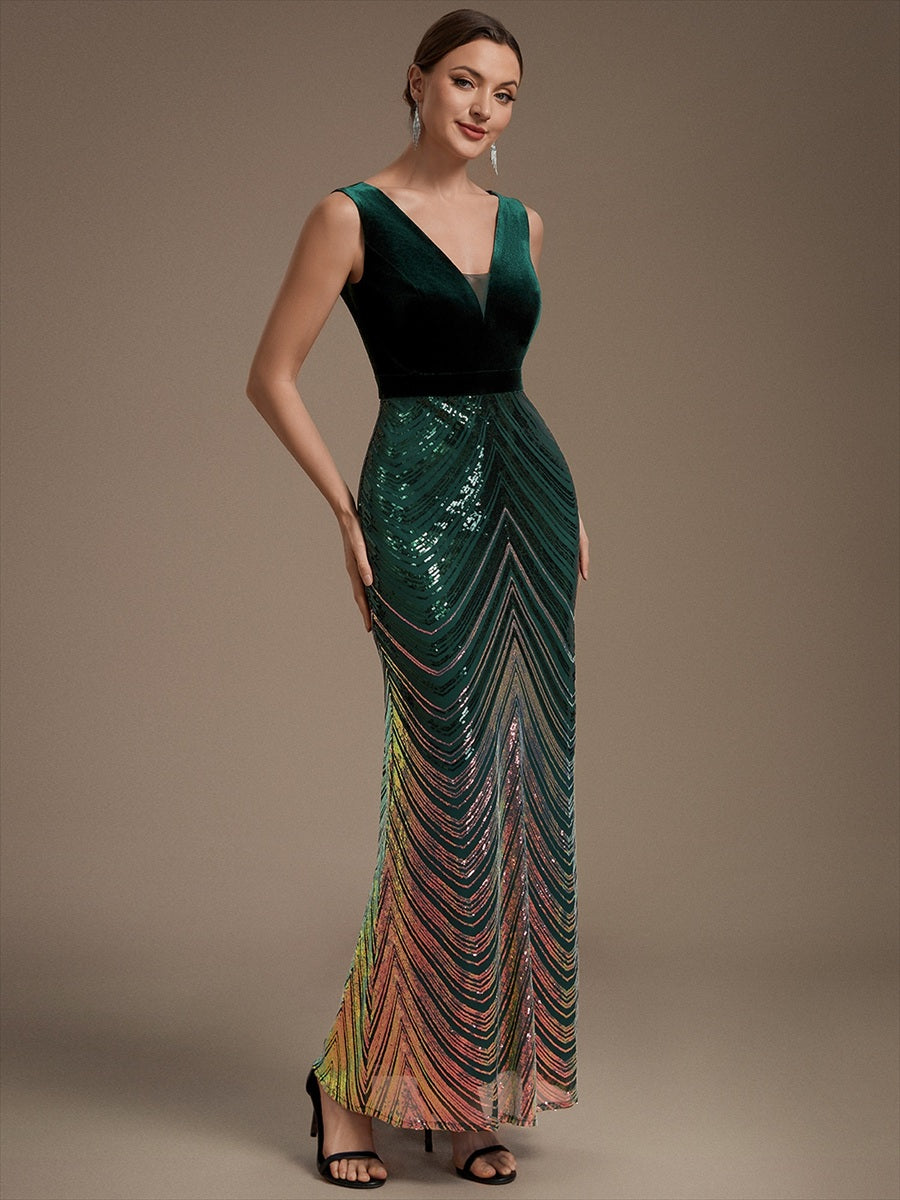 Fast Delivery Plus Size Sleeveless V-Neck Ombre Sequin Mermaid Maxi Evening Dresses - EE02788DG-R3.jpg