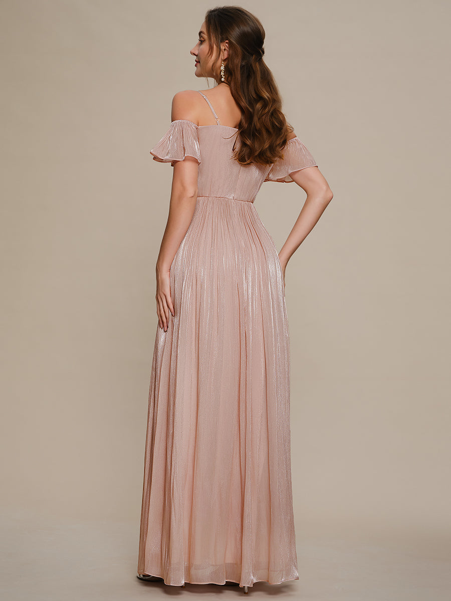 Color=Dusty Rose | B2B-Exclusive Short Sleeve Off Shoulder A-Line Floor Length Evening Dresses-Dusty Rose 2
