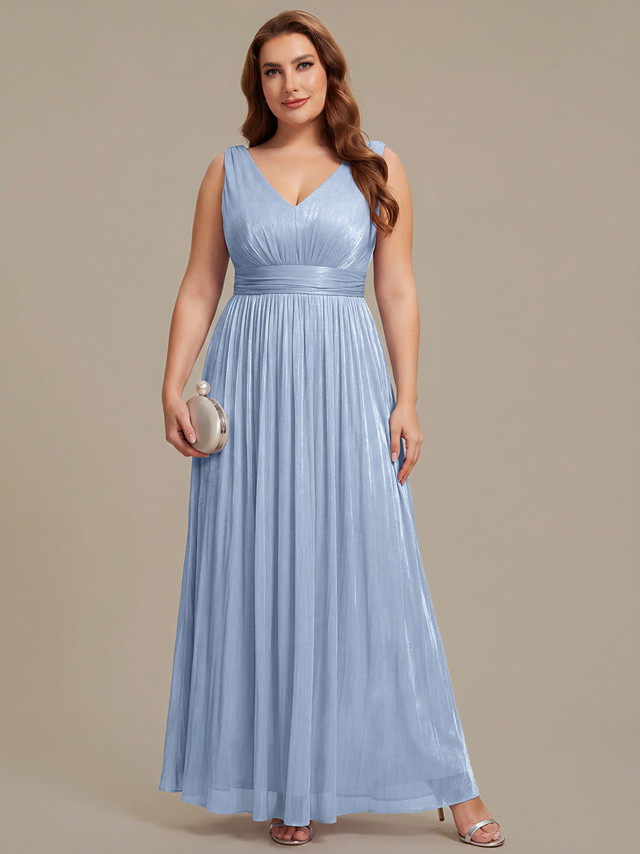 Color=Dusty Blue | Wholesale Strapless V-Neck Gathered A-Line Floor Length Evening Dresses-Dusty Blue 30