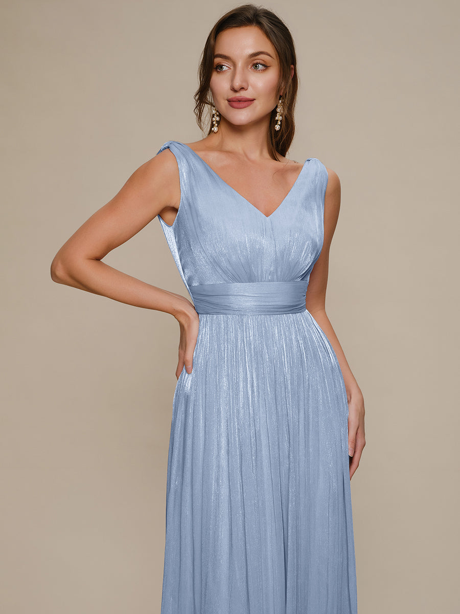 Color=Dusty Blue | Wholesale Strapless V-Neck Gathered A-Line Floor Length Evening Dresses-Dusty Blue 23