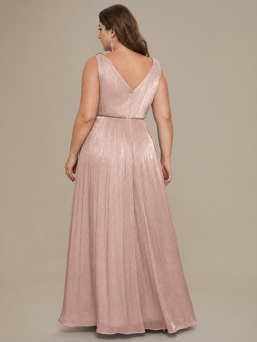 Color=Dusty Rose | Wholesale Strapless V-Neck Gathered A-Line Floor Length Evening Dresses-Dusty Rose 37