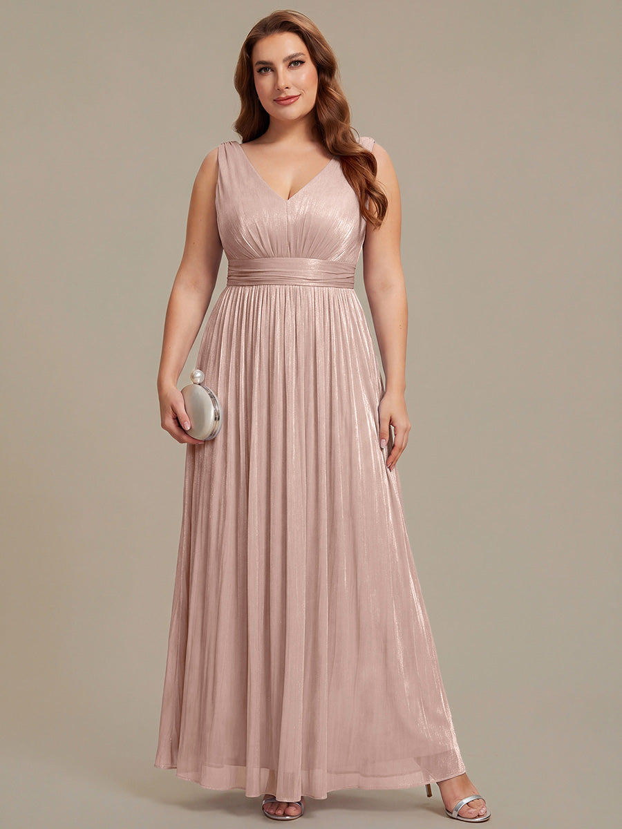 Color=Dusty Rose | Wholesale Strapless V-Neck Gathered A-Line Floor Length Evening Dresses-Dusty Rose 40