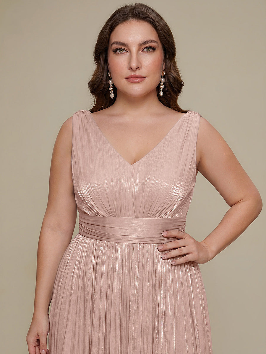 Color=Dusty Rose | Wholesale Strapless V-Neck Gathered A-Line Floor Length Evening Dresses-Dusty Rose 38