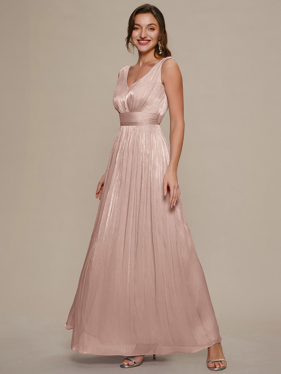 Color=Dusty Rose | Wholesale Strapless V-Neck Gathered A-Line Floor Length Evening Dresses-Dusty Rose 34