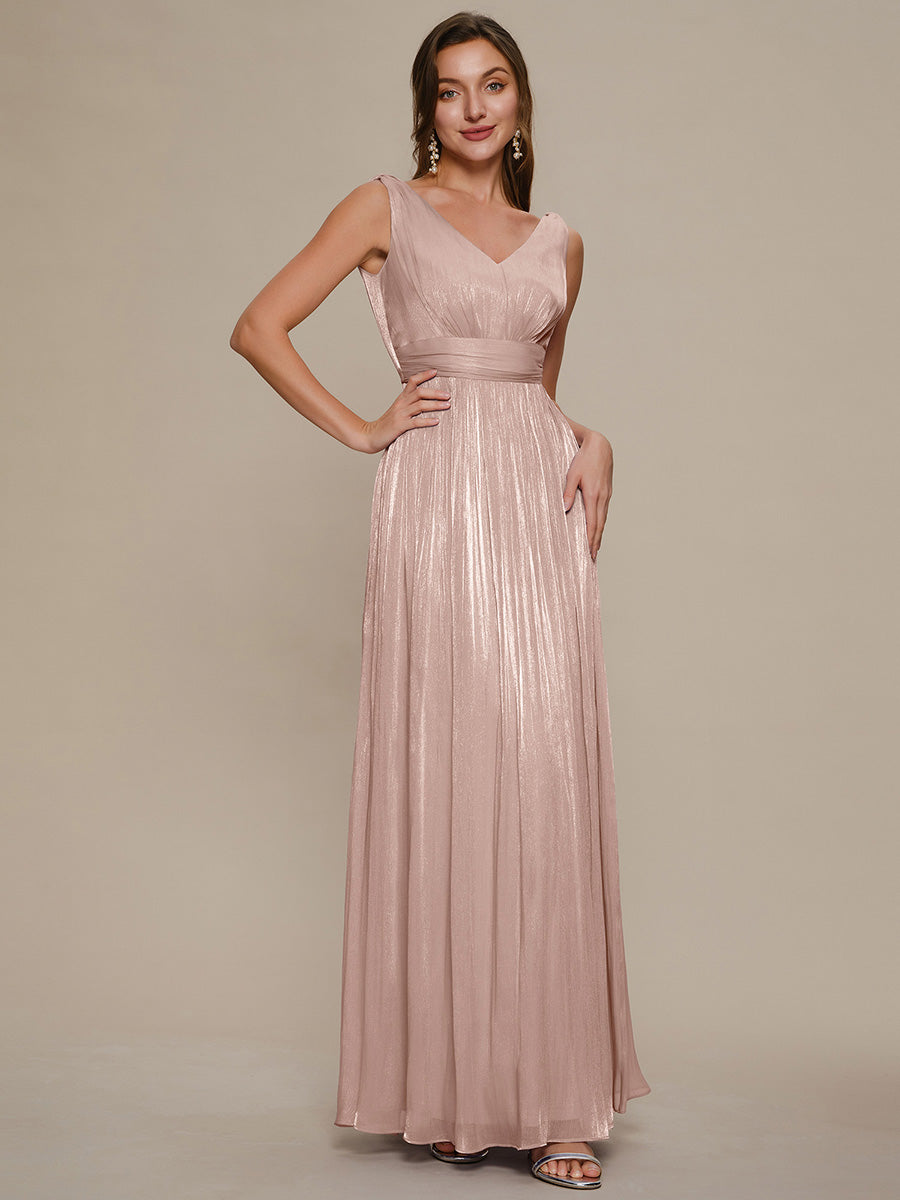 Color=Dusty Rose | Wholesale Strapless V-Neck Gathered A-Line Floor Length Evening Dresses-Dusty Rose 35