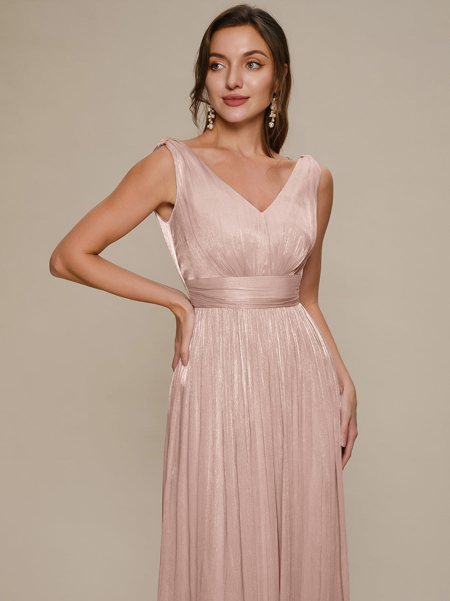 Color=Dusty Rose | Wholesale Strapless V-Neck Gathered A-Line Floor Length Evening Dresses-Dusty Rose 33